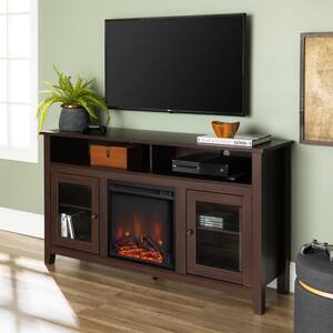 Modern Farmhouse Tall Fireplace TV Stand - Espresso