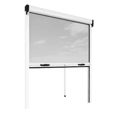 31 in. x 67 in. Adjustable Width/Height White Aluminum Fiberglass Vertically Retractable Window Insect Screen/Frame