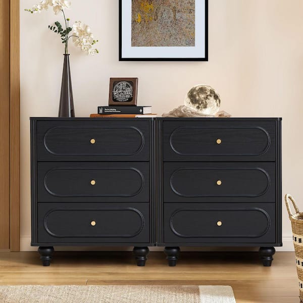 black corner dresser ATHMILE 21.65 in. H Rounded Arc-edge 3-drawer Chest of Drawers It can hold your Party Outfit - Ramadan 18th Birthday Dresses Size:14P