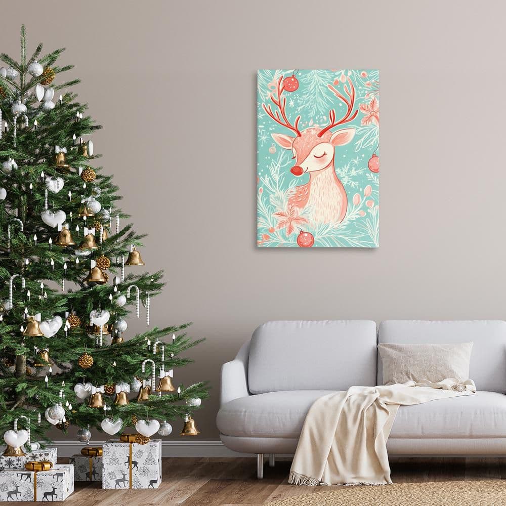 UPC 199235477821 product image for Pink & Blue Vintage Reindeer by Arlington Prints Unframed Animal Graphic Art Pri | upcitemdb.com
