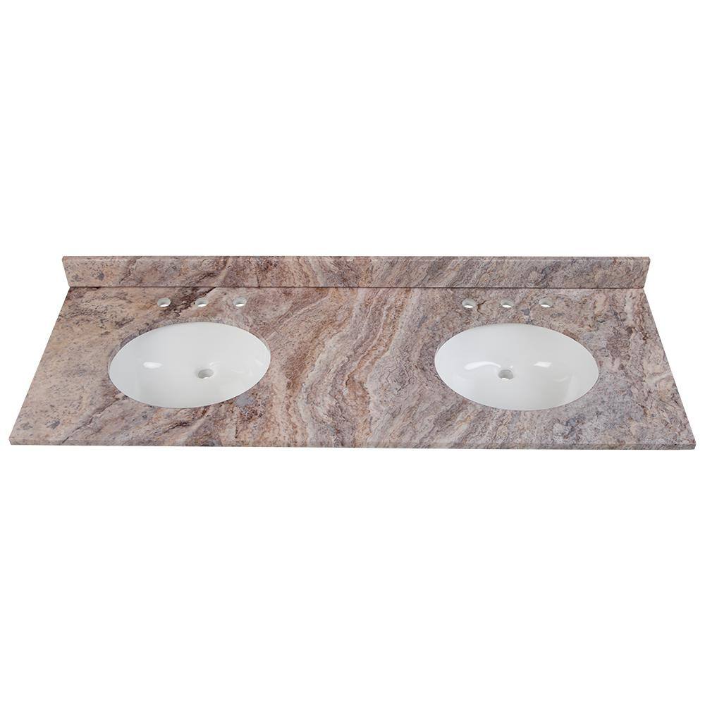 Home Decorators Collection 61 in. W x 22 in. D Engineered Stone Composite White Double Sink