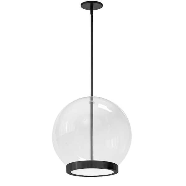 Dainolite Picotas 1-Light Matte Black Shaded Integrated LED Pendant Light with Clear Glass Shade