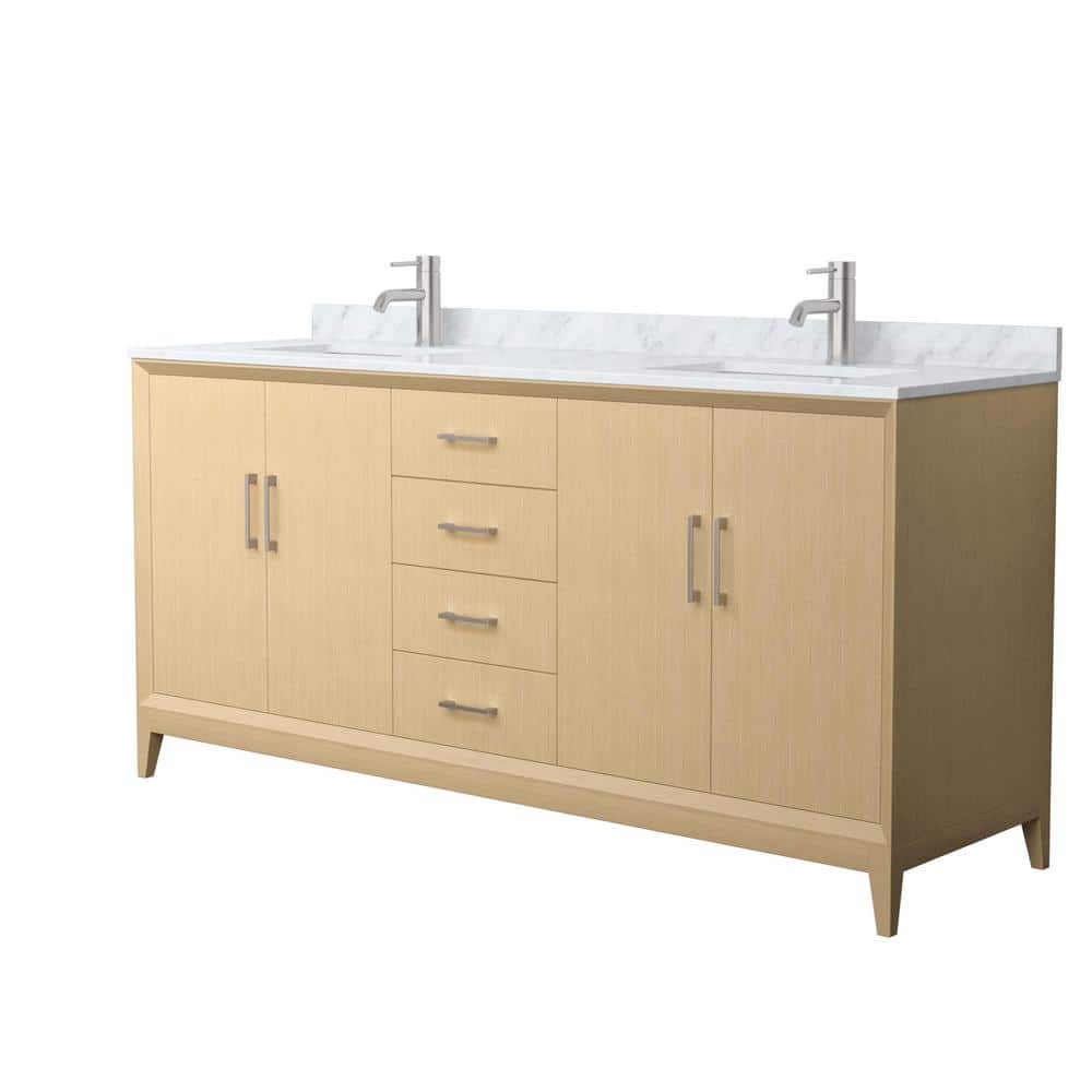 Wyndham Collection Janna 72 in. Double Freestanding White Oak Bath