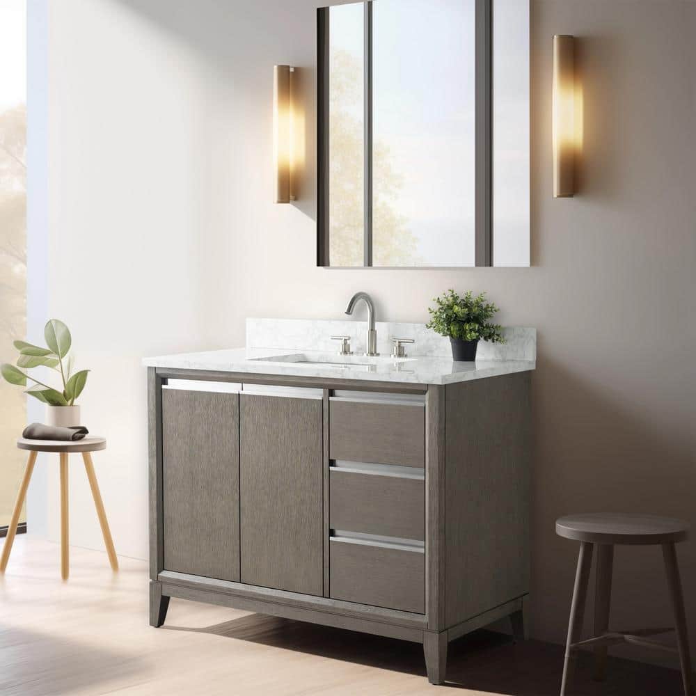 Driftwood Gray 42" Single Sink Bathroom Vanity with Marble Top