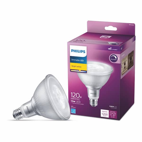 ten tweede vertrekken Spotlijster Philips 120-Watt Equivalent PAR38 Dimmable E26 LED Light Bulb Bright White  3000K (1-Pack) 568329 - The Home Depot