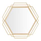 Medium Hexagonal Gold Modern Accent Mirror (26 in. H x 27 in. W)