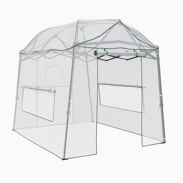 64.76 in. W x 99.21-in. D x 88.19 in. H White Greenhouse with Rolling Shutter Door Design