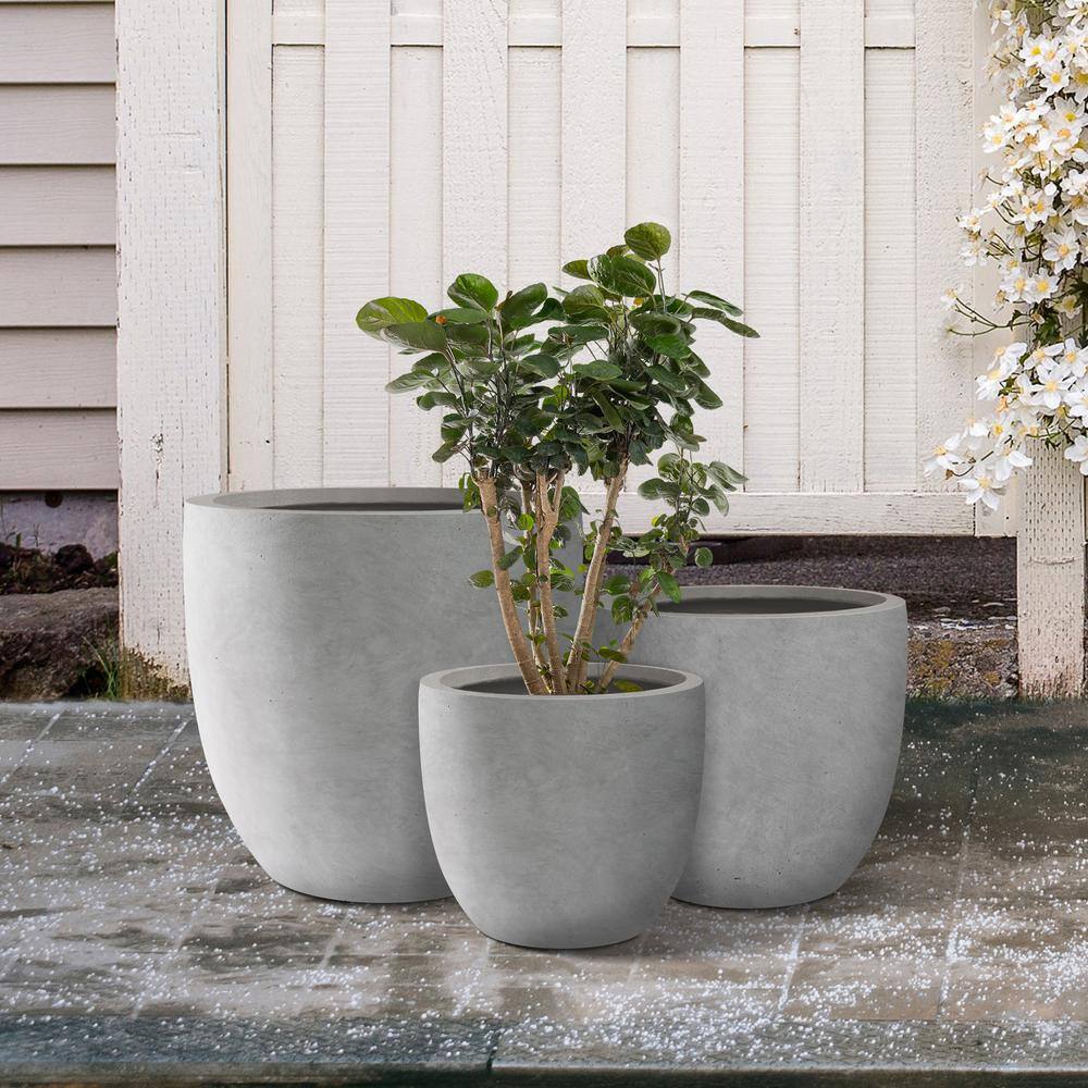 Kante 3-Pack Round Gray Concrete Indoor/Outdoor Planters