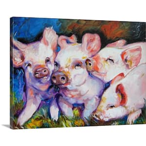 "Dirty Little Pigs" by Marcia Baldwin Canvas Wall Art