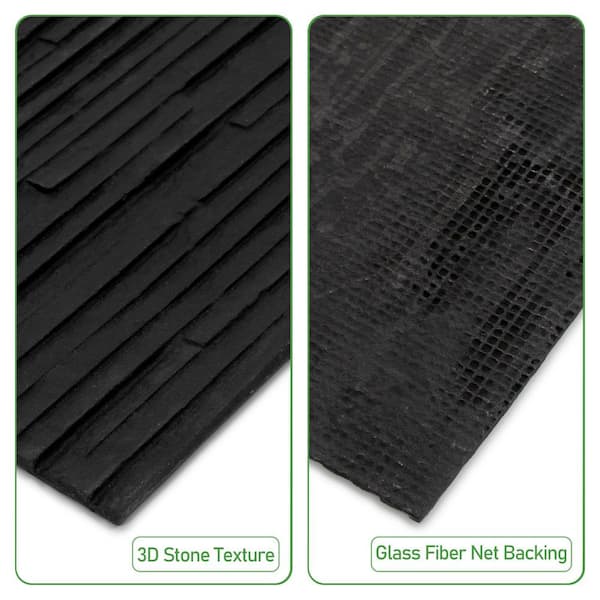 Quartizite Panel 22.8 in. x 11.4 in. Matte Black Natural Clay Flexible Stone Slate Wall Tile (10.8 sq. ft. /Case)