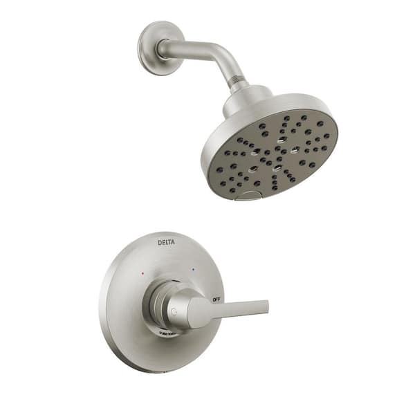 Delta Galeon 1-Handle Wall-Mount Shower Trim Kit in Lumicoat Stainless with H2Okinetic (Valve Not Included)