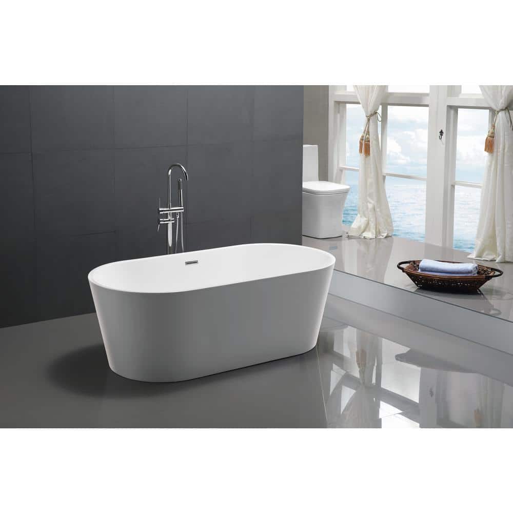 Chand Series 67'' White Freestanding Acrylic Bathtub