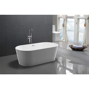 Chand 67 in L x 32 in W Acrylic Flatbottom Non-Whirlpool Bathtub in White