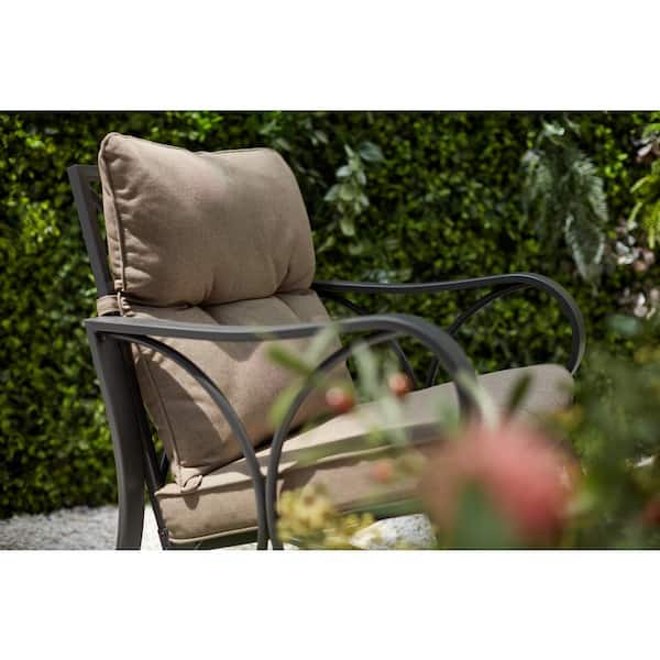 DESwan Venice 3 Piece Steel Outdoor Patio Bistro Set with Brown Olefin Cushion MS0003BRN