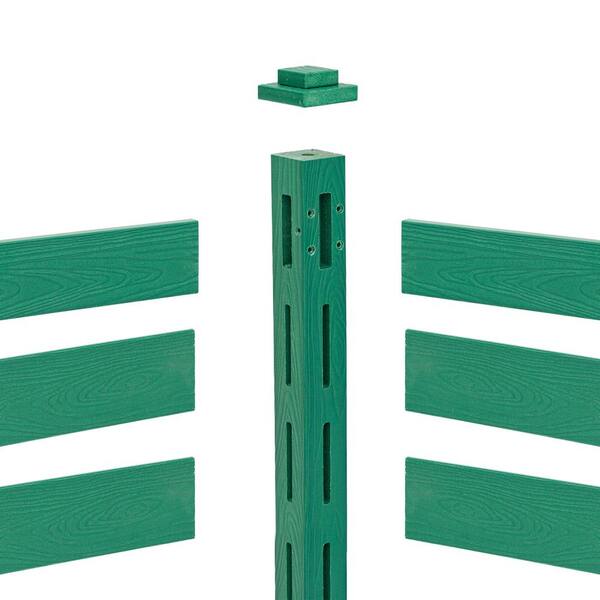 LUE BONA Ares 38 in. x 46 in. Green Garden Fence W/Post And No-Dig