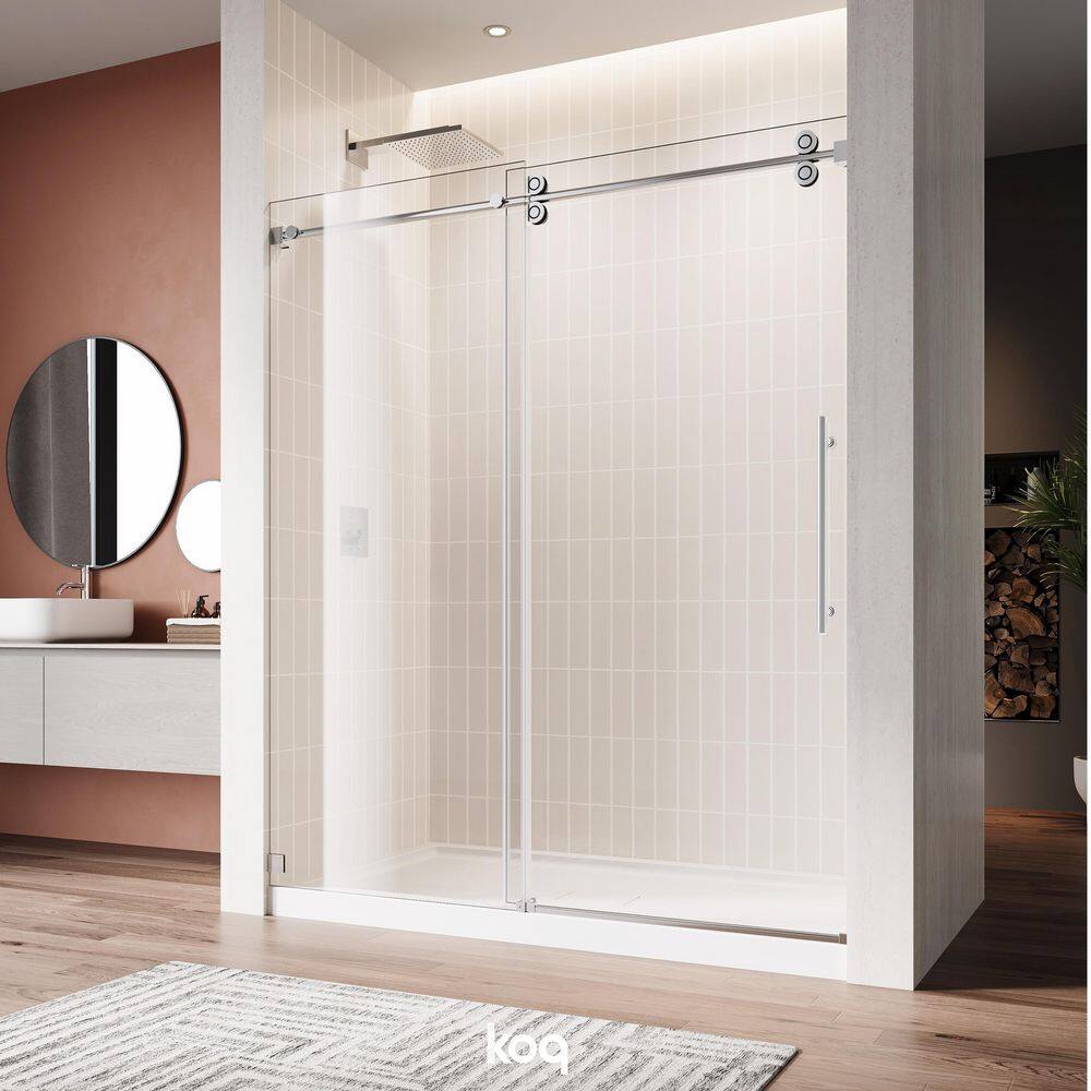 66 in. W x 76 in. H Single Sliding Frameless Shower Door in Chrome with 3/8 in. Clear Tempered Glass price history on PriceWatchPro