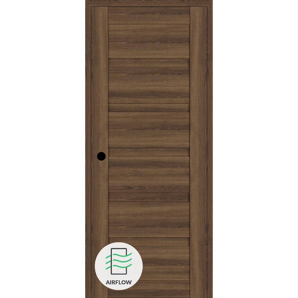 Belldinni Louver DIY-FRIENDLY 24 In. X 80 In. Right-Hand Pecan Nutwood ...