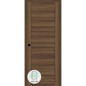 Louver DIY-Friendly 32 in. x 80 in. Right-Hand Pecan Nutwood Wood Composite Single Swing Interior Door