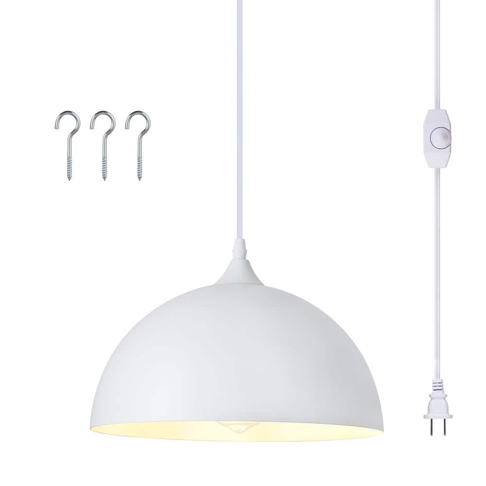 1-Light White Plug In Pendant Light with Metal Shade On/Off Dimmer Switch, No Bulbs Included price history on PriceWatchPro