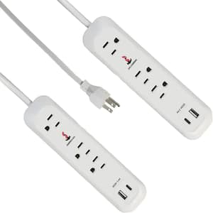 Surge Protector Power Strip with 3 Outlets and USB Port(5V/2.4A) & Type-C Port(5V/3A), 6 Ft Extension Cord