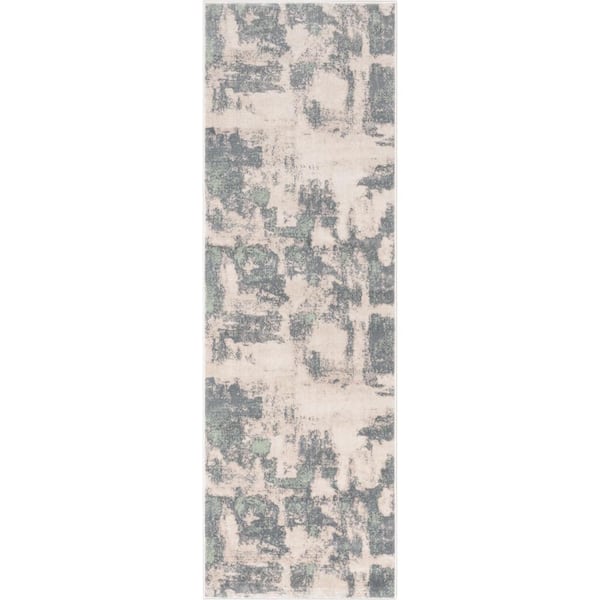 Barclay Kalia Modern Abstract Grey Green 2 ft. 3 in. x 7 ft. 3 in. Runner Area Rug