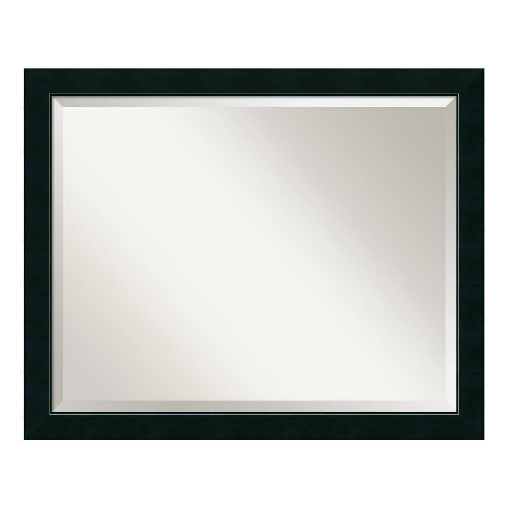 Nero Black Beveled Wood Rectangular Bathroom Vanity Mirror