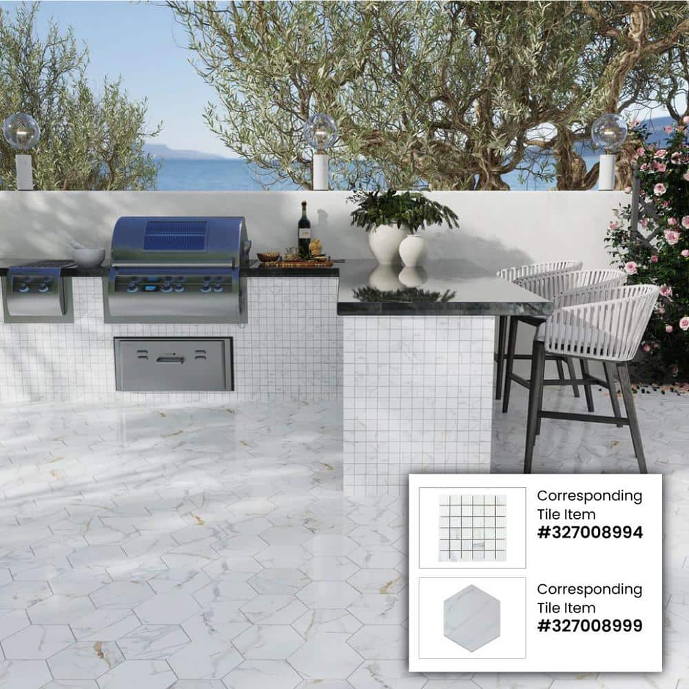 Splendor Matte White Porcelain Hexagon Tile for Wall and Floor