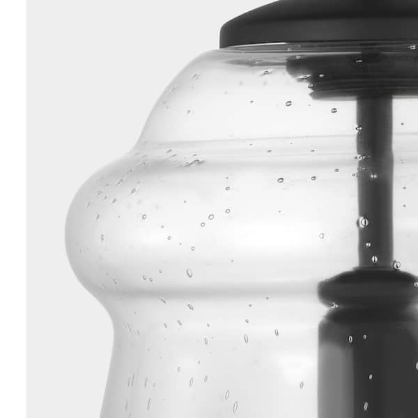 Generation Lighting - Loras 11.5 in. 1-Light Midnight Black Pendant Light with a Clear Seeded Glass Shade