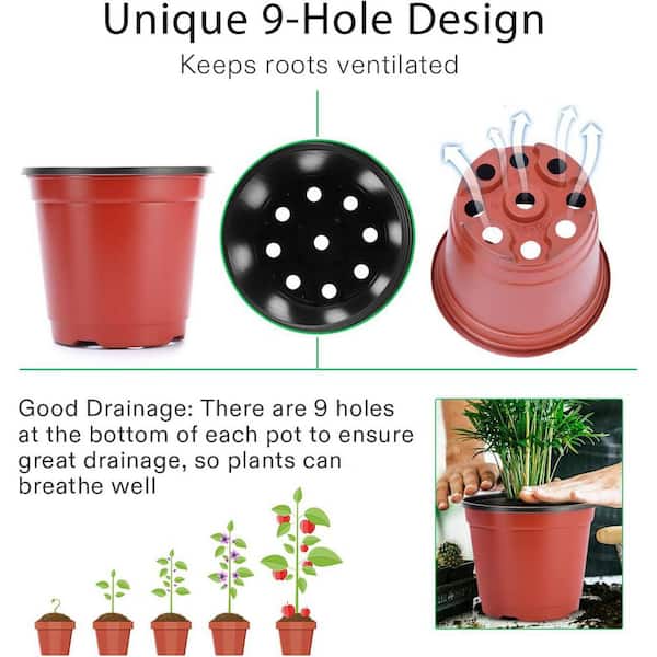 VIVOSUN 100-Piece 3.5 Qt. 4 in. Indoor/Outdoor Plastic Plant Nursery Pots for Seedlings, Cuttings, Transplanting