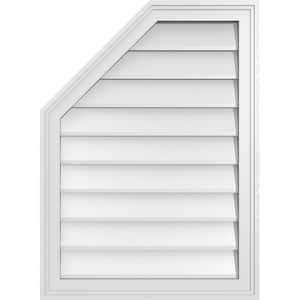 22 in. x 30 in. Octagonal Surface Mount PVC Gable Vent: Decorative with Brickmould Frame