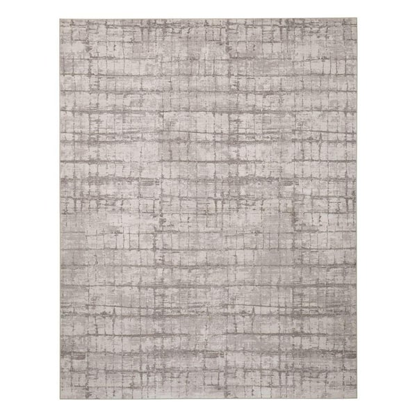 Theo Dusty Beige 7 ft. x 10 ft. Woven Abstract Polyester Area Rug