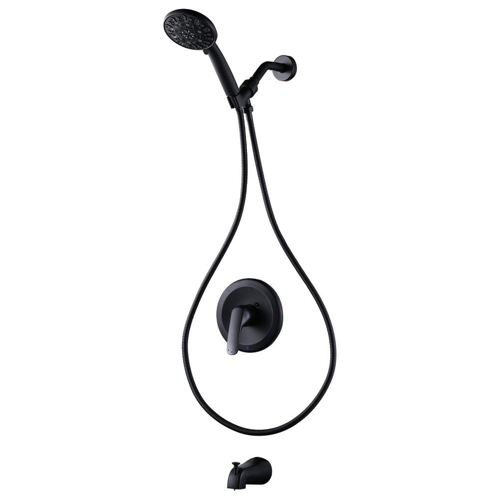 Single Handle 7-Spray Tub & Shower Faucet 1.8 GPM w/ 70 in. Hose and Adjustable Bracket in Matte Black (Valve Included) price history on PriceWatchPro