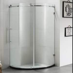 36 in. x 79 in. Frameless Sliding Clear Glass Shower Door Enclosure in Chrome with Handle