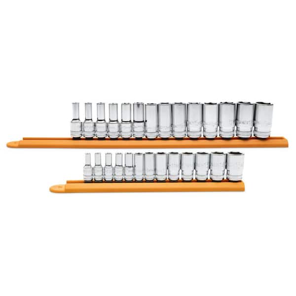 1/4 in. and 3/8 in. Drive 6 Point Mid Length Metric Socket Set (27-Piece)
