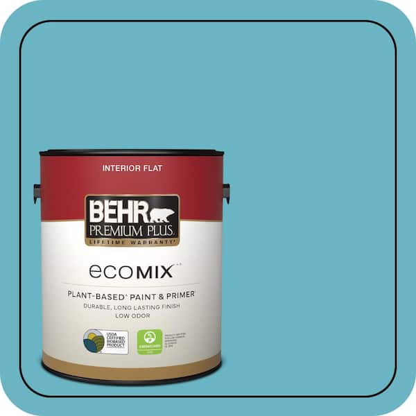 BEHR PREMIUM PLUS 1 gal. #530D-5 Riverside Blue Flat EcoMix Plant-Based ...