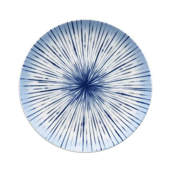 Noritake Hanabi Blue/White Porcelain Coupe Salad Plate 8-1/4 in.