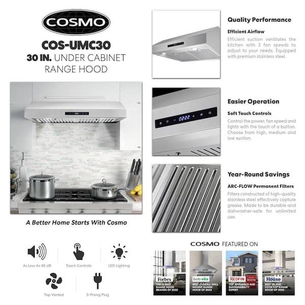 Cosmo 5MU30 30-in Under-Cabinet Range Hood 200-CFM