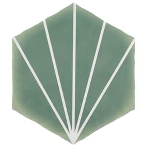 Palm Starburst Hex Green 6 in. x 7 in. Porcelain Floor and Wall Tile (2.97 sq. ft./Case)