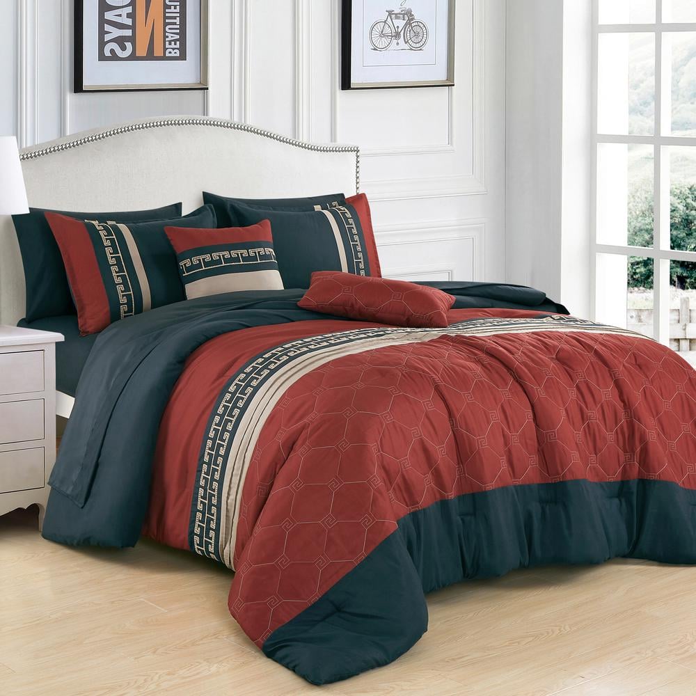 Shatex 7-Piece All Season Bedding King Size Comforter Set, Ultra Soft  Polyester Elegant Bedding Comforters J22315VK - The Home Depot
