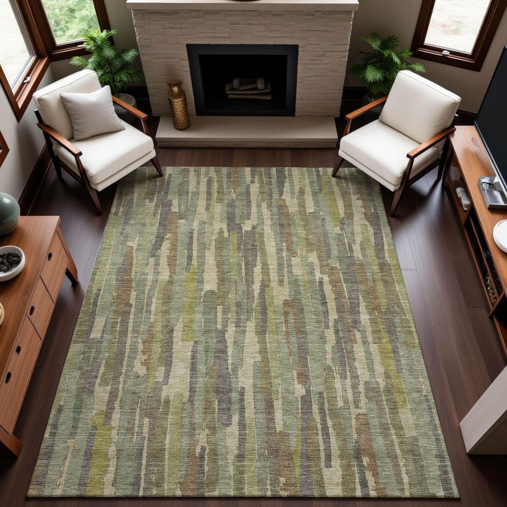 Mayfield Premium Machine Washable Abstract AMF1314 Aloe 3 ft. x 4 ft. Area Rug price history on PriceWatchPro