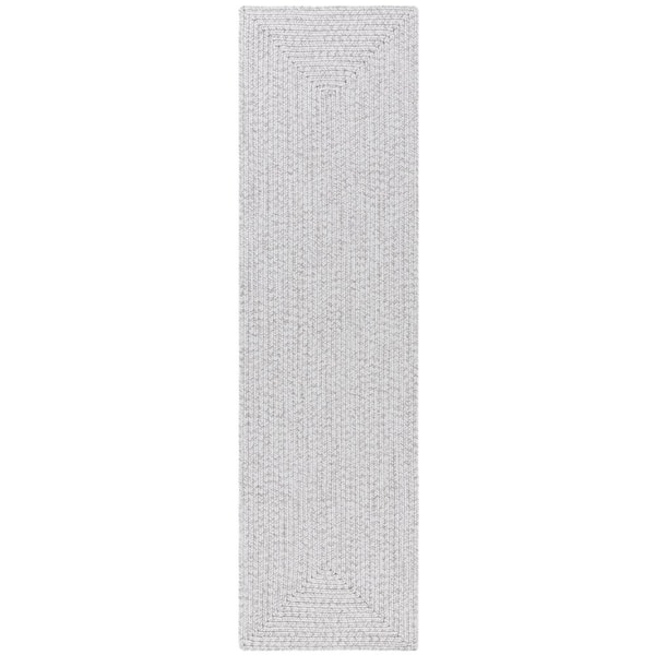 SAFAVIEH Braided Silver Gray 2 ft. x 14 ft. Solid Color Gradient Runner Rug