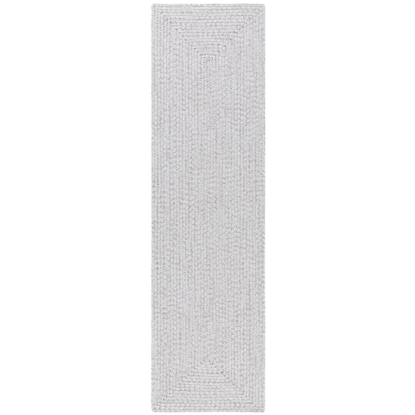 Braided Silver/Gray 2 ft. x 16 ft. Machine Washable Solid Color Gradient Runner Rug