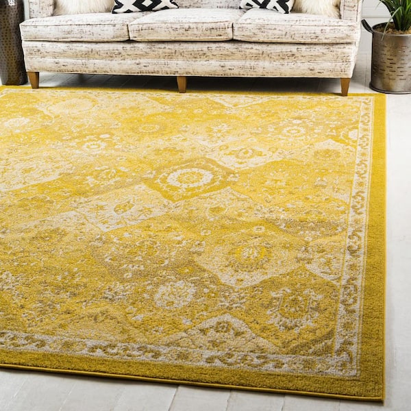 Penrose Blake Yellow 8 ft. x 8 ft. Square Rug