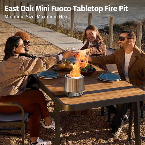 EAST OAK Fuoco Smokeless Fire Pit 6 in. Stainless Steel Fire Pit