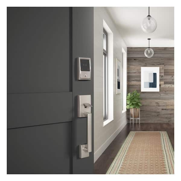 Century Satin Nickel Electronic Encode Plus Smart WiFi Deadbolt with Alarm