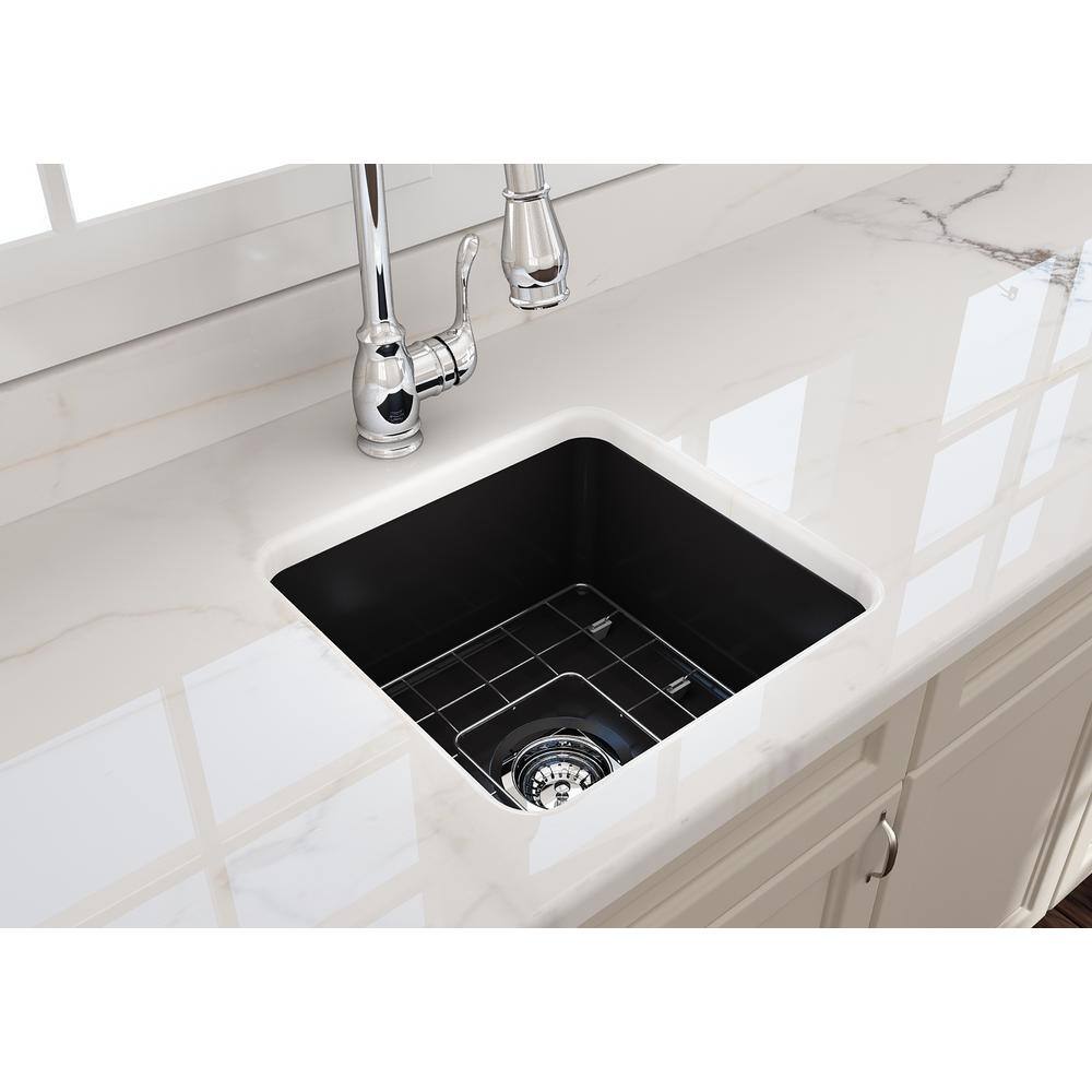 Matte Black Fireclay Single Bowl Drop-in Kitchen Sink