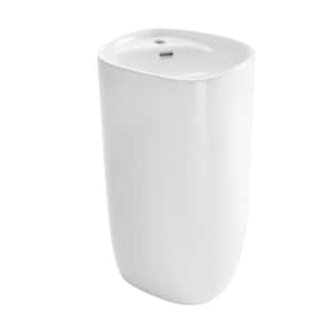 Ivy 1-Piece Glossy White Ceramic Square Pedestal Sink