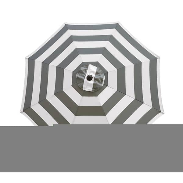 LIVING ACCENTS 9 ft. Tiltable Market Umbrella in Gray Stripe