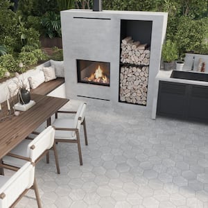 Terra Mia 8.1 in. x 9.25 in. Gray Porcelain Matte Hexagon Wall and Floor Tile (9.93 sq. ft./case) 25-Pack