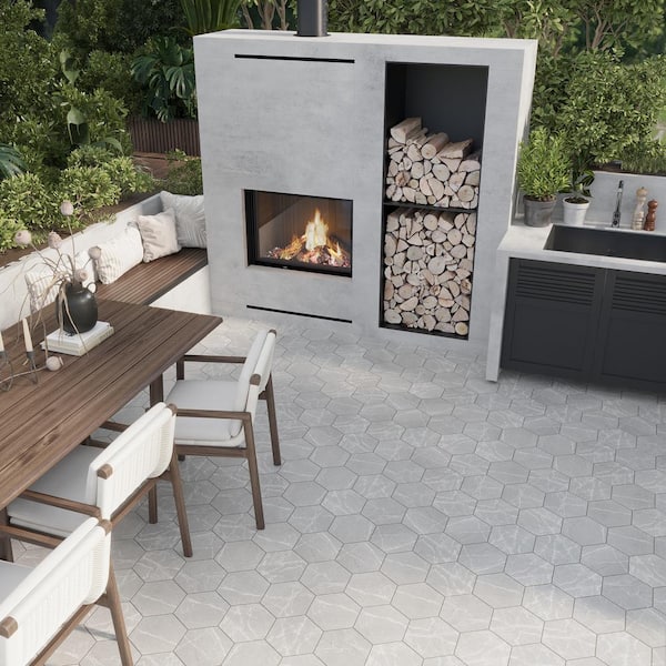Terra Mia 8.1 in. x 9.25 in. Gray Porcelain Matte Hexagon Wall and Floor Tile (27 Cases/268.11 sq. ft./Pallet)